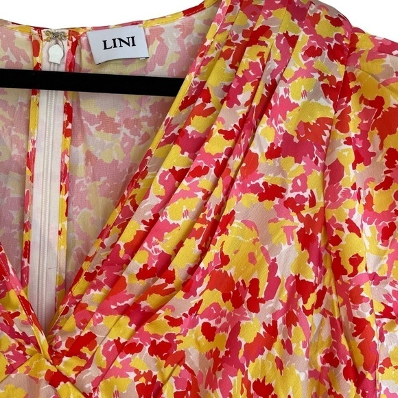 LINI Amalia Yellow Red Multi Maxi Dress Size Large New with Tags - Picture 5 of 14